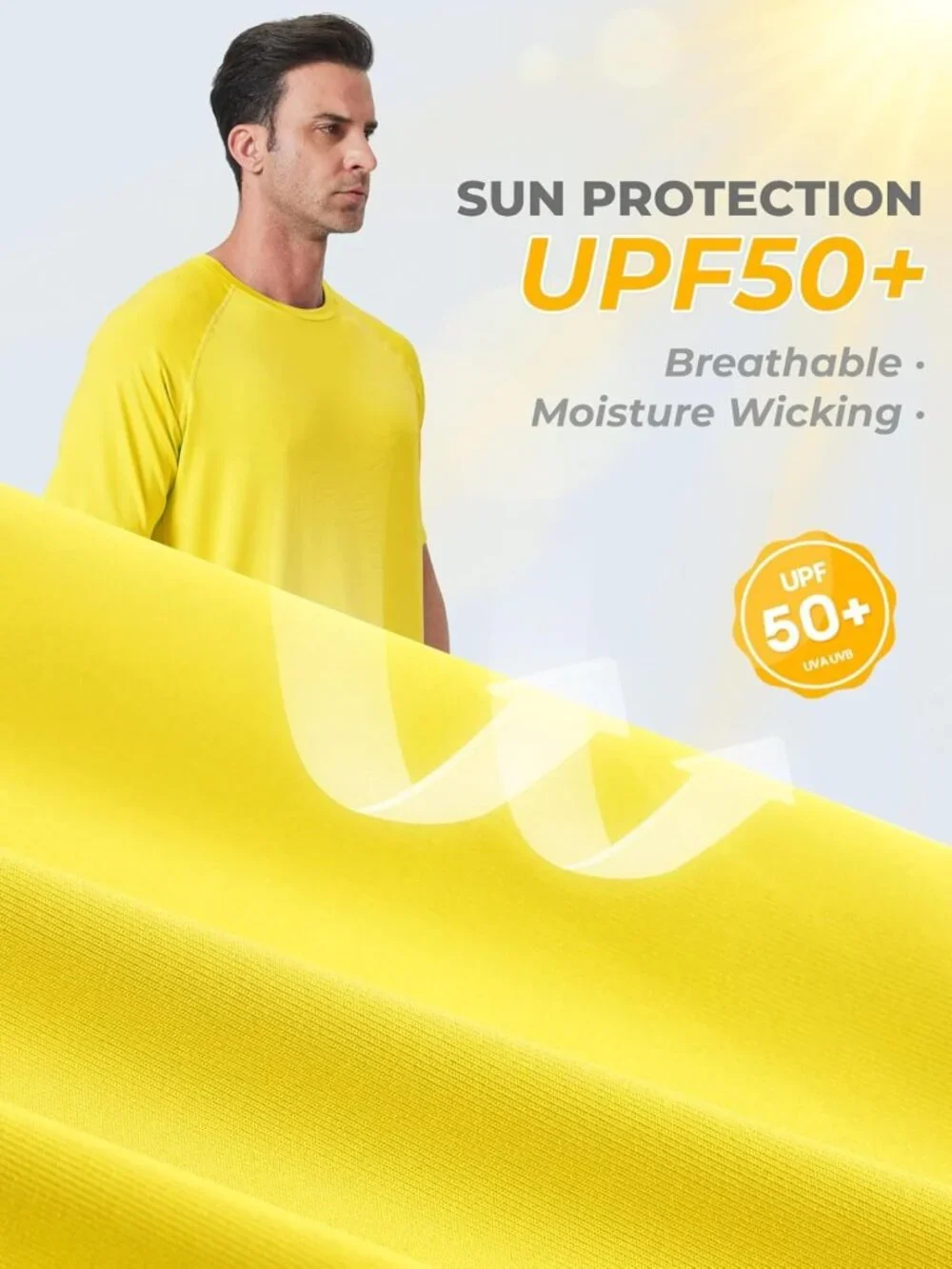 Men's UPF 50+ Rash Guard Swim Shirts - Quick Dry, Moisture Wicking, Lightweight